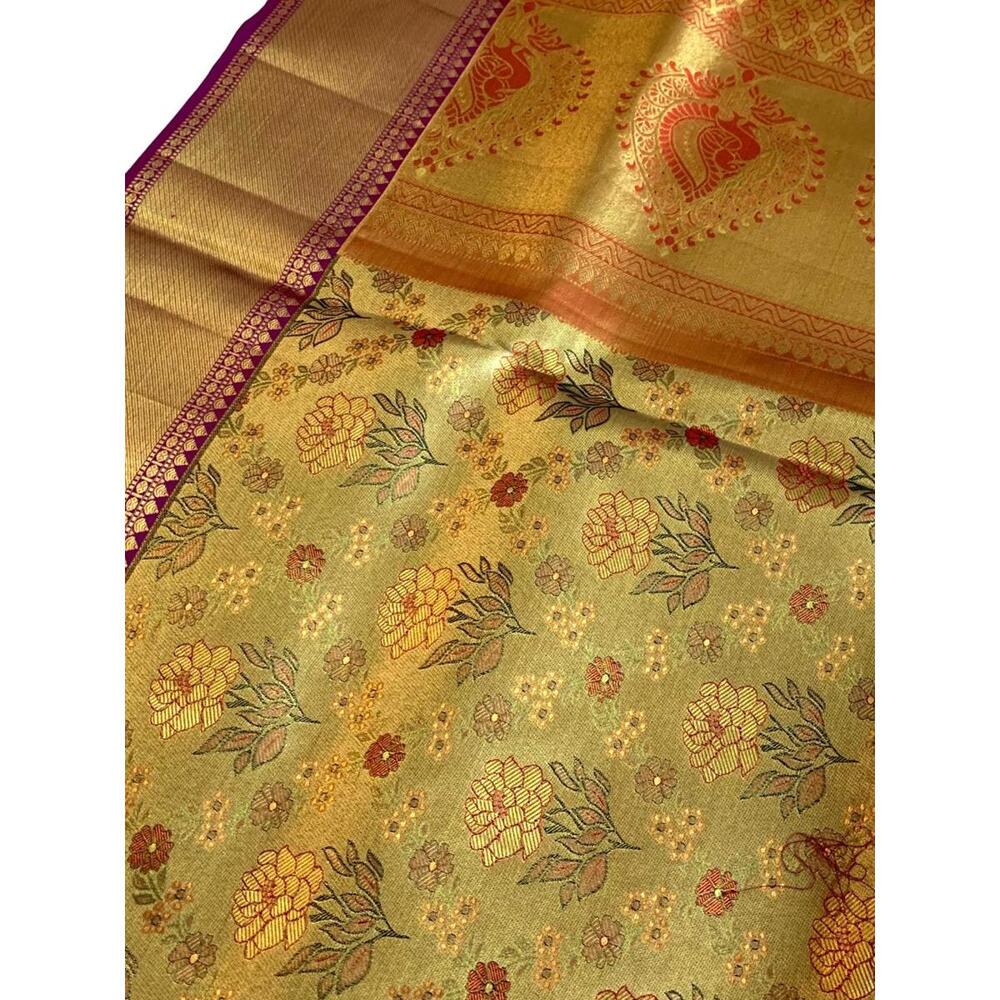 Wedding Saree Kanchipuram Silk Saree Indian Sari Partywear for Women Kanjeevaram